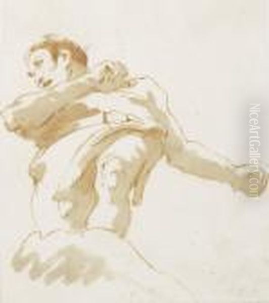 A Standing Man Seen From Below Oil Painting by Giovanni Battista Tiepolo