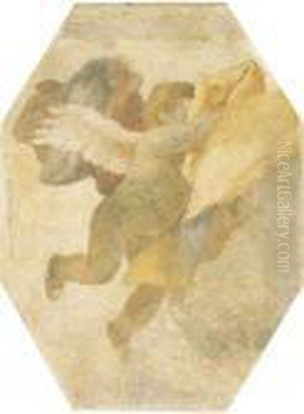 Un Putto Portant Une Draperie Dans Les Airs Oil Painting by Giovanni Battista Tiepolo