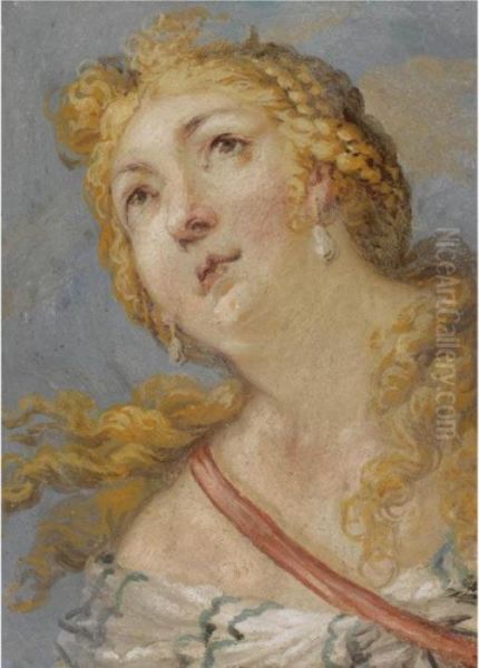 A Head Of A Lady Oil Painting by Giovanni Battista Tiepolo