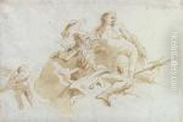 Mars And Venus Oil Painting by Giovanni Battista Tiepolo