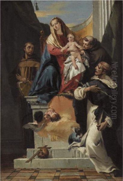 The Madonna And Child With 
Saints Anthony Of Padua, Francis Of Assisi And Louis Of Toulouse Oil Painting by Giovanni Battista Tiepolo