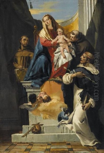 Madonna And Child With Saints 
Anthony Of Padua Francis Of Assisi And Louis Of 
Toulouse Oil Painting by Giovanni Battista Tiepolo