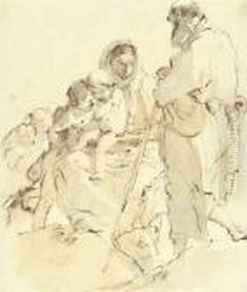 The Holy Family With The Infant Baptist Oil Painting by Giovanni Battista Tiepolo