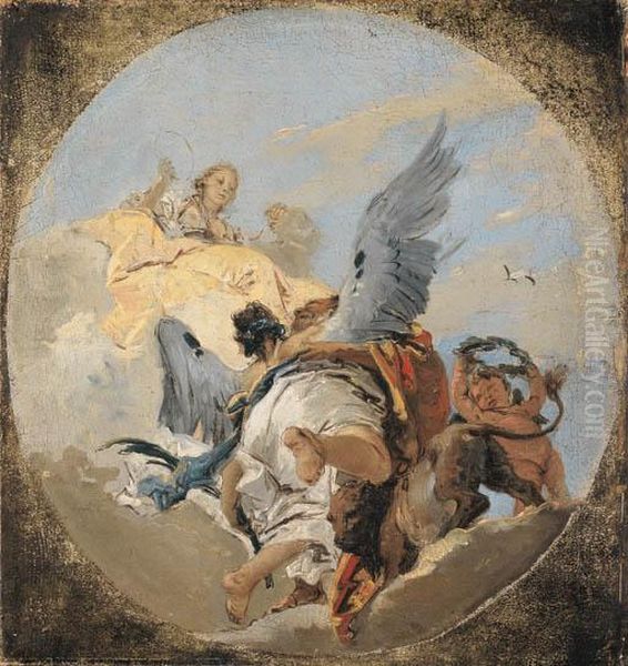 L'apotheose D'un Heros: Esquisse Pour Un Plafond Dans Un Cerclepeint Oil Painting by Giovanni Battista Tiepolo