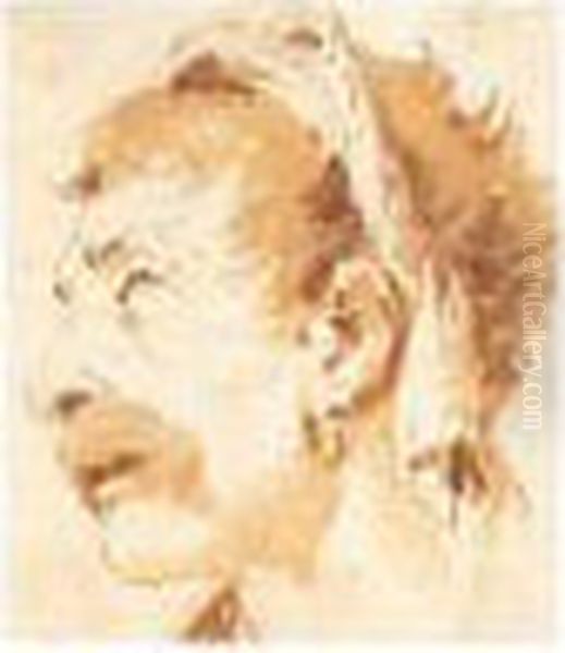 Head Of A Man In Profile Oil Painting by Giovanni Battista Tiepolo