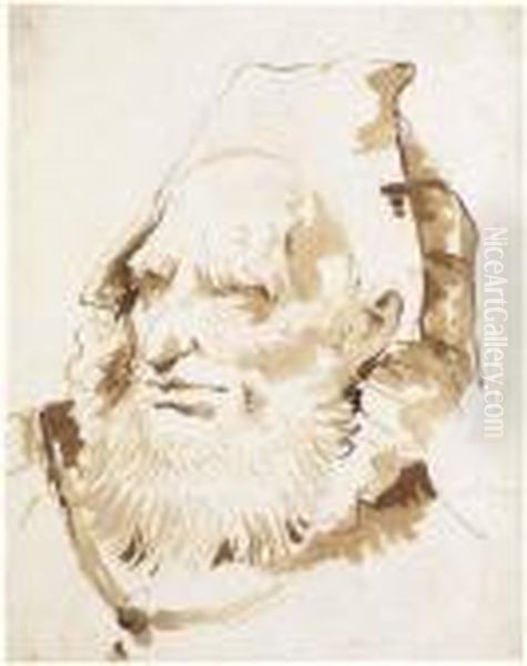 Head Of An Oriental With A Short Beard Oil Painting by Giovanni Battista Tiepolo