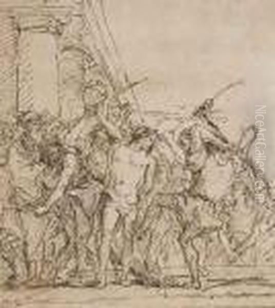 La Flagellation Du Christ Oil Painting by Giovanni Domenico Tiepolo