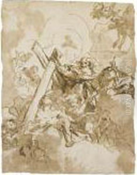 Christ Received Into Heaven Oil Painting by Giovanni Domenico Tiepolo