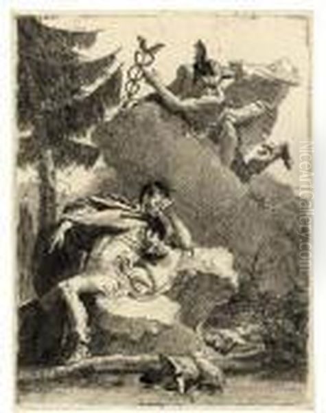 Mercury Appearing To Aeneas In A Dream Oil Painting by Giovanni Domenico Tiepolo