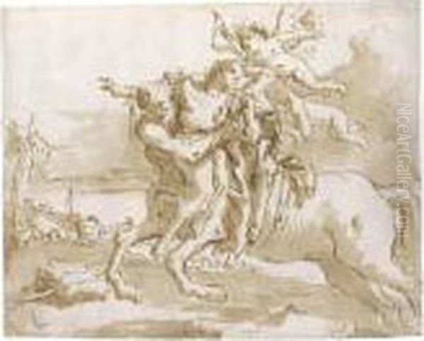 Nessus And Dejanira Oil Painting by Giovanni Domenico Tiepolo