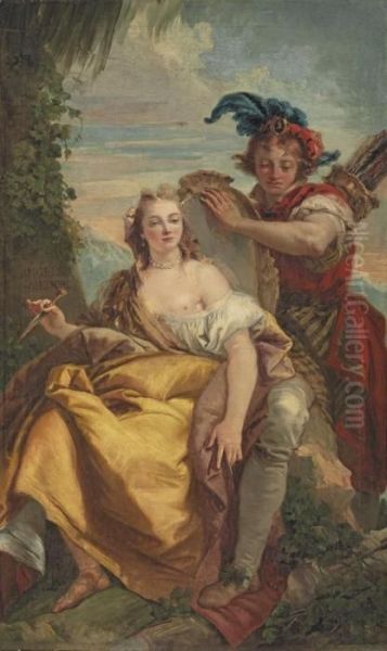 Angelica And Medoro Oil Painting by Giovanni Domenico Tiepolo