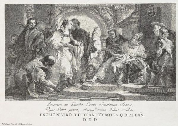 Les Saints De La Famille Crotta Oil Painting by Giovanni Domenico Tiepolo