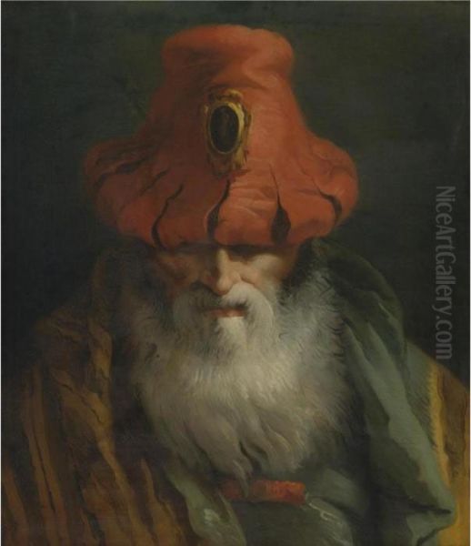 Head Of An Old Man Oil Painting by Giovanni Domenico Tiepolo