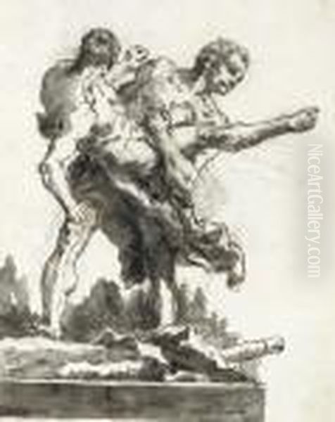 Hercules And Antaeus Oil Painting by Giovanni Domenico Tiepolo