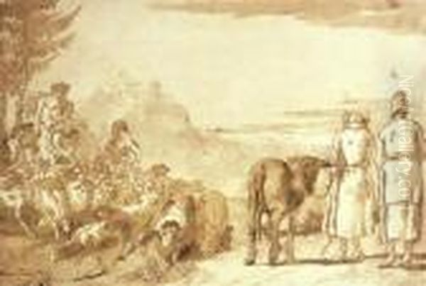 A Pastoral Scene Oil Painting by Giovanni Domenico Tiepolo