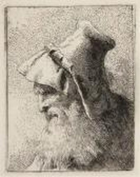 Profile Of An Old Man With A Beard, From: Raccolta Di Teste Oil Painting by Giovanni Domenico Tiepolo