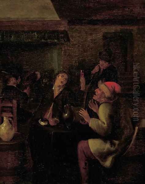 Boors drinking in a tavern Oil Painting by Jan Steen