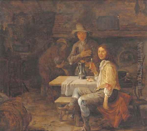 A gentleman drinking in a country inn Oil Painting by Jan Steen