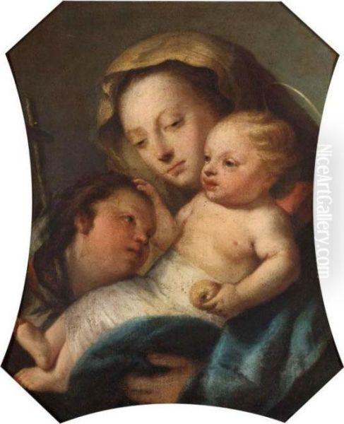 Madonna And Child With St. John The Baptist Oil Painting by Giovanni Domenico Tiepolo