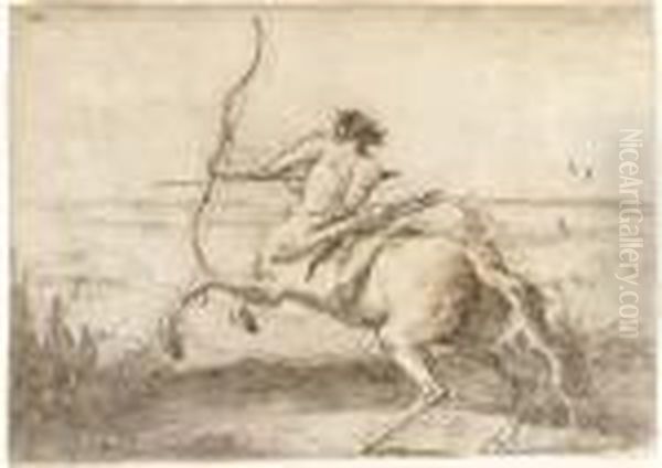 A Centaur Drawing A Bow In A Landscape Oil Painting by Giovanni Domenico Tiepolo