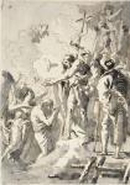 The Baptism Of Christ Oil Painting by Giovanni Domenico Tiepolo