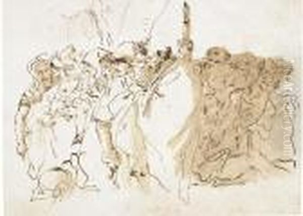 Study Of A Crowd Oil Painting by Giovanni Domenico Tiepolo