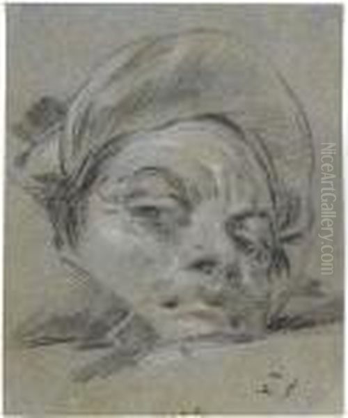 Head Of A Young Man Wearing A Turban Oil Painting by Giovanni Domenico Tiepolo