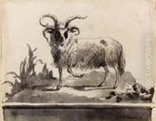 A Ram Walking To The Left Oil Painting by Giovanni Domenico Tiepolo