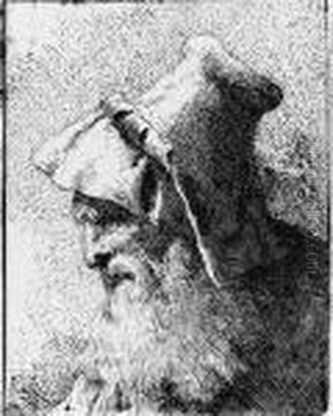 Profile Of An Old Man With A Beard, From Raccolta Di Teste Oil Painting by Giovanni Domenico Tiepolo