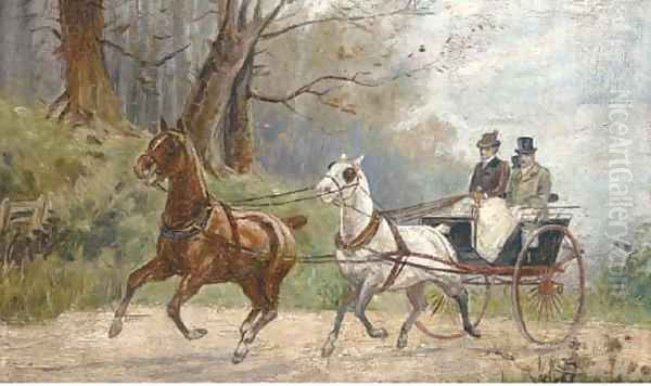 Figures in a carriage Oil Painting by Hungarian School