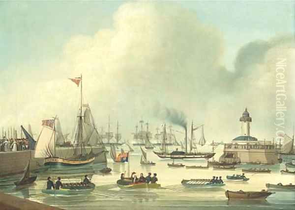 King George IV leaving Ramsgate for his visit to Hanover, 25 September, 1821 Oil Painting by Jan Sanders