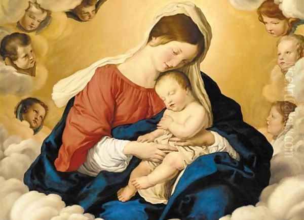 The Madonna and Child in Glory Oil Painting by Giovanni Battista Salvi, Il Sassoferato