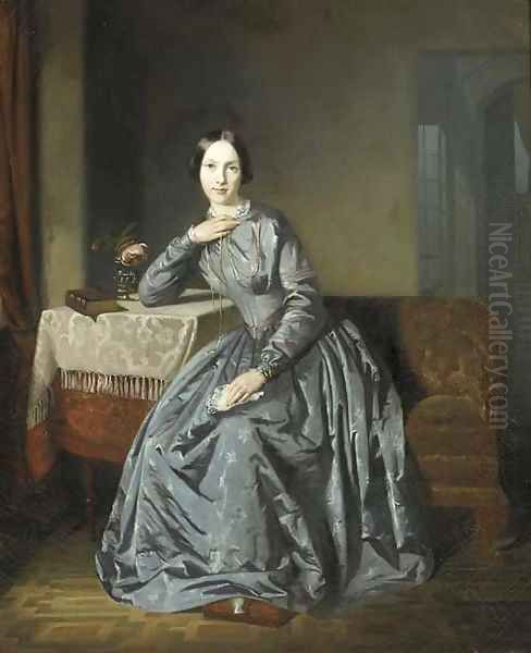 Portrait of Johanna Louise van Eeghen-den Tex (1830-1904) Oil Painting by Johann George Schwartze