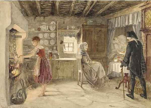 Burns' Cottage Oil Painting by Scottish School