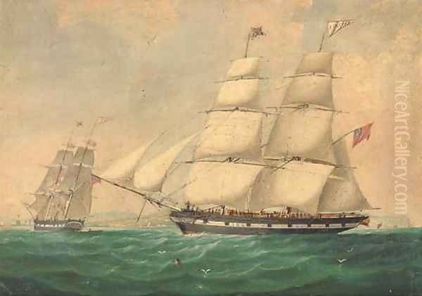 The English brig Zuleika entering Belfast Lough Oil Painting by Joseph Semple