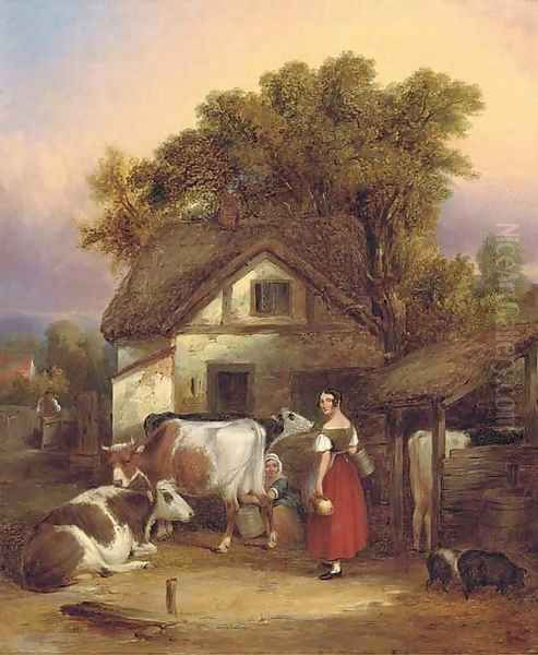 The dairyman's cottage, near Lyndhurst Oil Painting by William Joseph Shayer