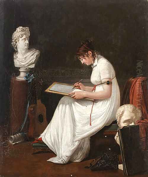 Portrait of an Artist drawing after the Antique Oil Painting by Francois Sablet