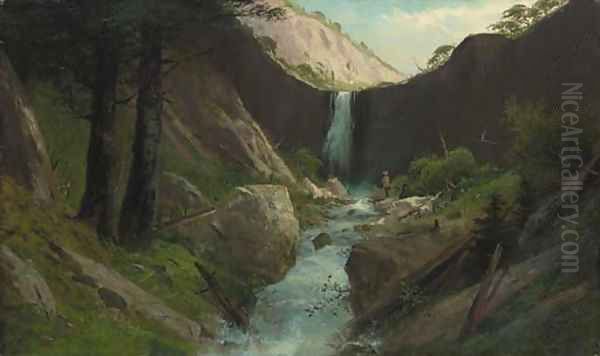 At the Waterfall Oil Painting by Frederick Ferdinand Schafer