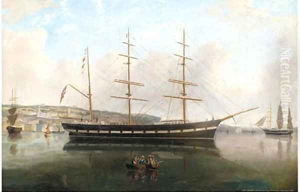 Carl Haasted at Arendel Fort, Cpt. N. Maroni, Queenstown, 1882; and Inca lying at anchor, Queenstown Oil Painting by Irish School