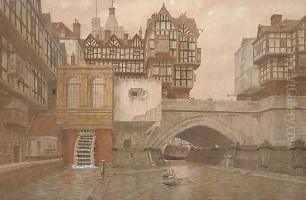 Old London Bridge Oil Painting by James Lawson Stewart