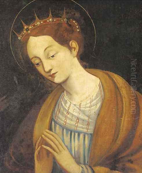 A female Saint at prayer Oil Painting by Sienese School