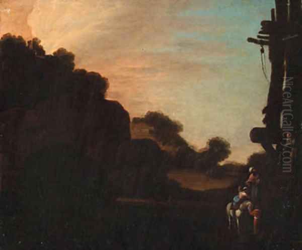 An Italianate landscape with the Good Samaritan Oil Painting by Carlo Saraceni