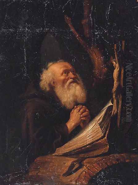 A hermit at prayer Oil Painting by Jan Adriansz van Staveren