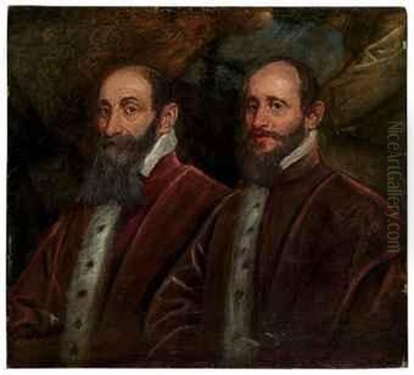 A Double Portrait Of Venetian Senators Oil Painting by Jacopo Robusti, II Tintoretto