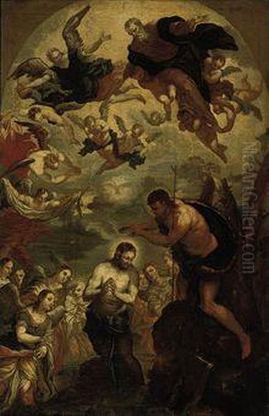 The Baptism Of Christ Oil Painting by Jacopo Robusti, II Tintoretto