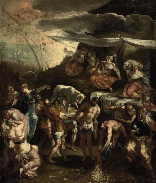 The Adoration Of The Golden Calf Oil Painting by Jacopo Robusti, II Tintoretto