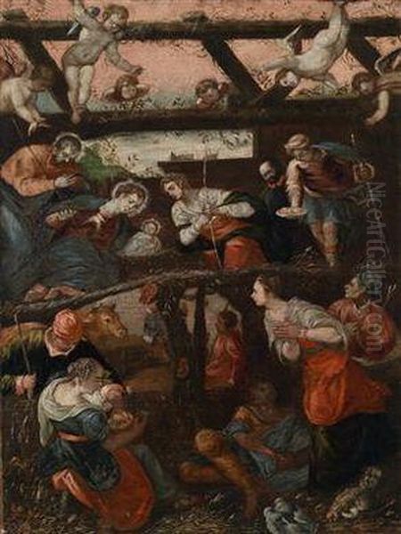 Die Geburt Christi Oil Painting by Jacopo Robusti, II Tintoretto