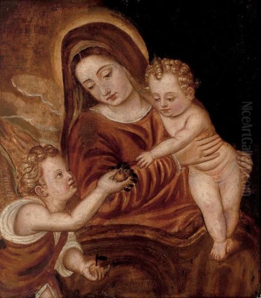 Virgin And Child With The Infant John The Baptist Oil Painting by Jacopo Robusti, II Tintoretto