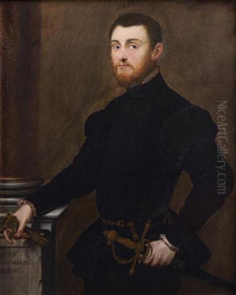 Portrait D'un Gentilhomme A L'epee, A L'age De 26 Ans Oil Painting by Jacopo Robusti, II Tintoretto