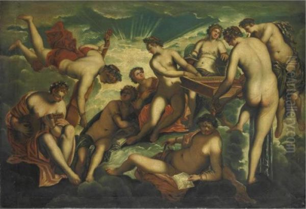 Le Nove Muse Oil Painting by Jacopo Robusti, II Tintoretto